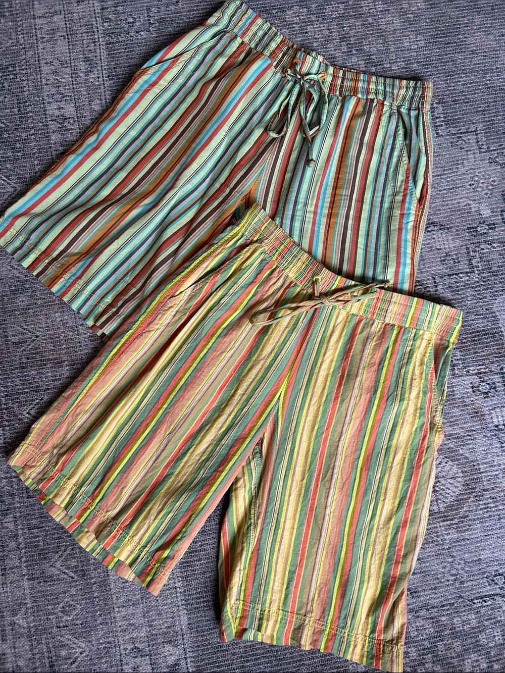 2 Pair Free People Saylor Poplin Striped Pull On Shorts XS